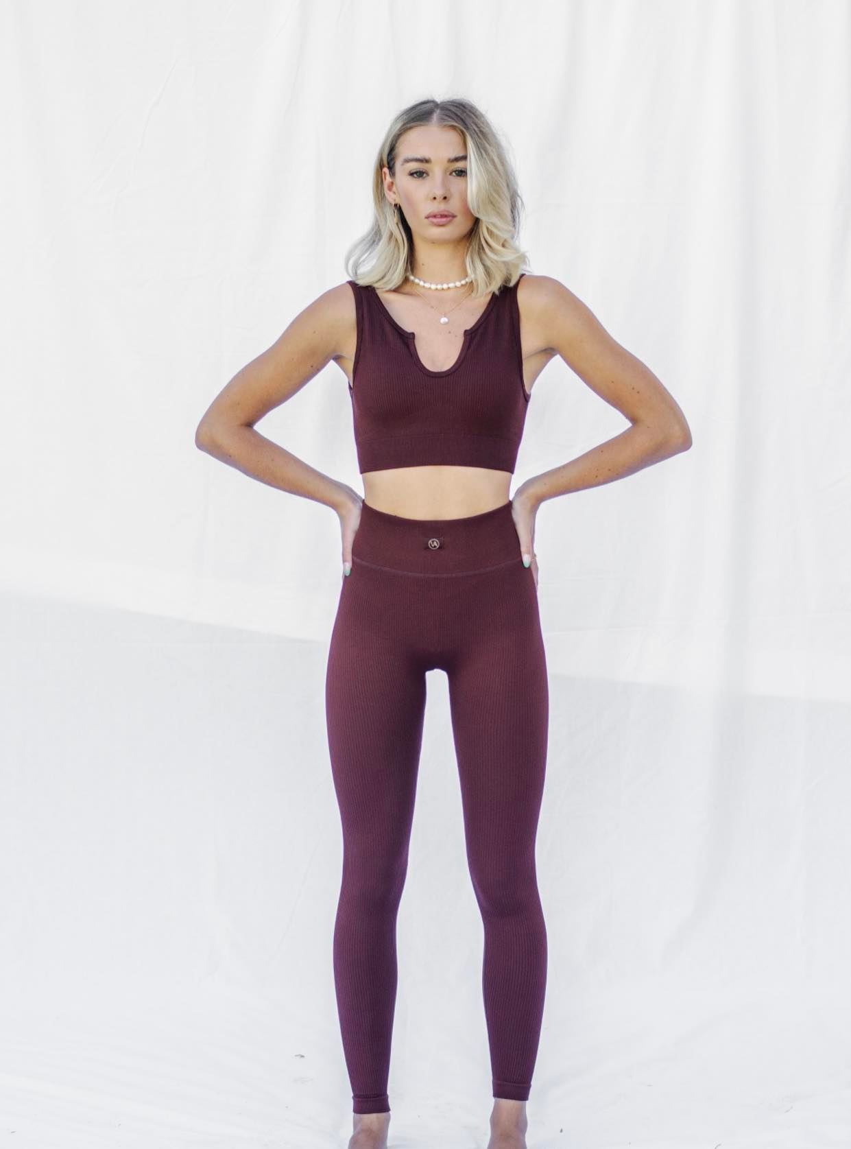 Yours Ribbed Legging Burgundy