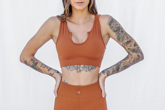 Ribbed You Sports Bra -  Rust